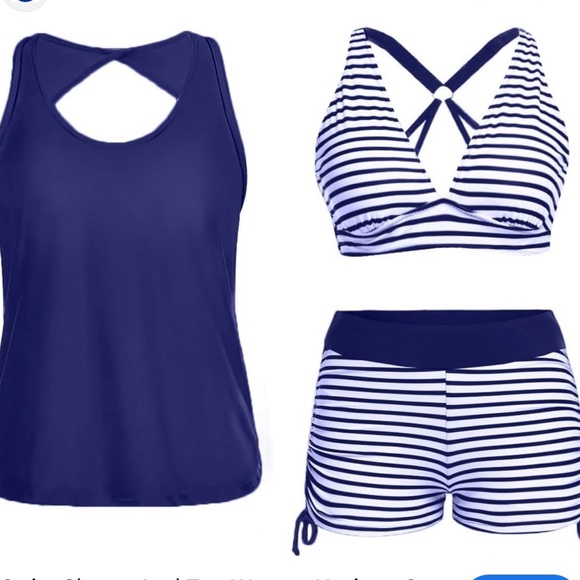 Other - 3 Piece Womens Tankini Swimsuits Shorts Athletic Bathing Suits Tank Tops Bra XXS